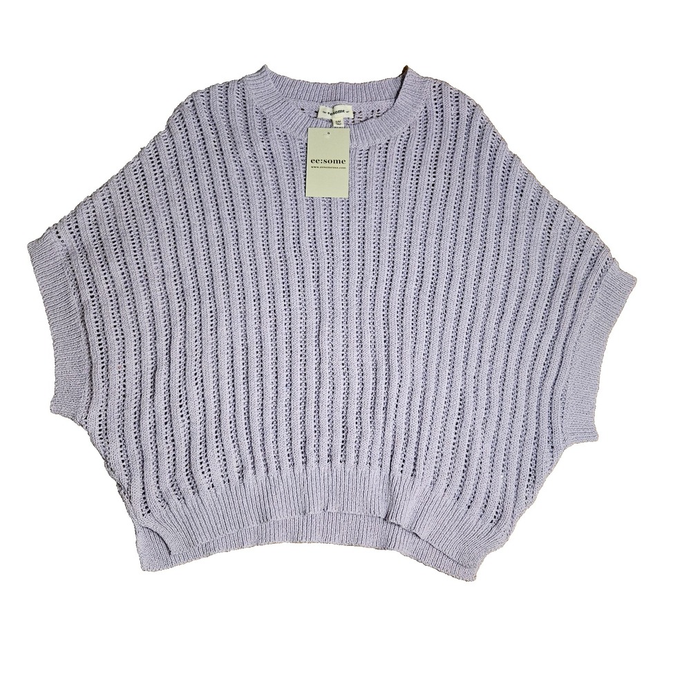 Ee:some Open Knit Batwing Sweater Top S/M Lavender Lilac‎ Pullover Lightweight